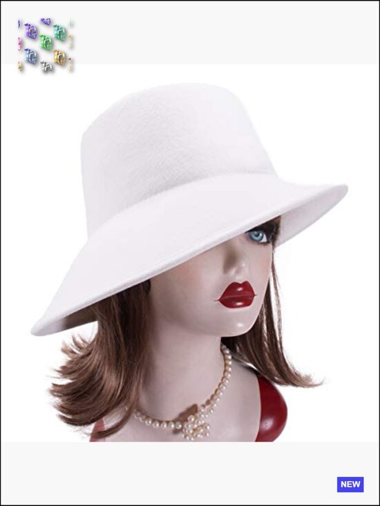 Wool Felt Fedora Hat Asymmetrical Brim Classic Church Wedding Vintage Style main image 6